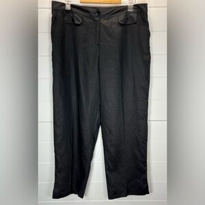 Carole Little VTG Pants Womens 14 Cropped Wide Leg Linen Beachy Coastal Resort